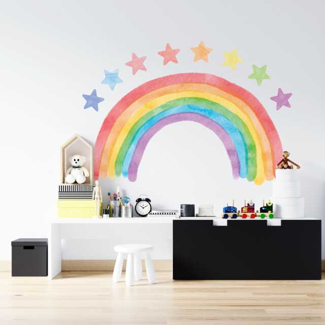Large Watercolor Rainbow Wall Decal , Kids Room Decor Peel & Stick Sticker Nursery & Playroom - Thevinylcreations - image 1