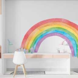 Large Watercolor Rainbow Wall Decal , Kids Room Decor Peel & Stick Sticker Nursery & Playroom - Thevinylcreations - thumbnail 3