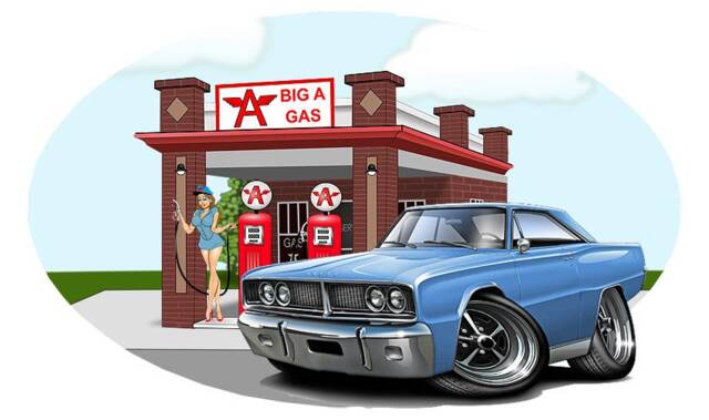 1966 Coronet Cartoon Car Wall Decal Retro Gas Station Vinyl Sticker - image 1