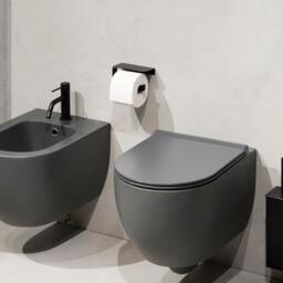 Modern Farmhouse Black Toilet Paper Holder, Minimalist Bathroom Accessories Set Diara - thumbnail 2
