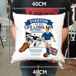 Personalised Retro Everton Football Cushion. With Any Name. Fan Cushion Fan - thumbnail 3