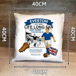 Personalised Retro Everton Football Cushion. With Any Name. Fan Cushion Fan - thumbnail 2