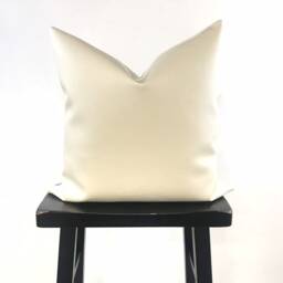 White Faux Leather Pillow Cover - thumbnail 2