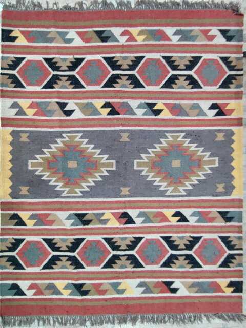 Bespoke Handwoven Wool Jute Kilim Rug - Grey Tribal Flatweave For Living Room & Bedroom - image 1