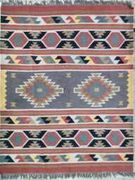 Bespoke Handwoven Wool Jute Kilim Rug - Grey Tribal Flatweave For Living Room & Bedroom - thumbnail 1