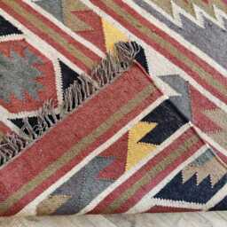 Bespoke Handwoven Wool Jute Kilim Rug - Grey Tribal Flatweave For Living Room & Bedroom - thumbnail 3