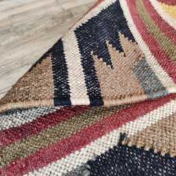 Bespoke Handwoven Wool Jute Kilim Rug - Grey Tribal Flatweave For Living Room & Bedroom - thumbnail 4