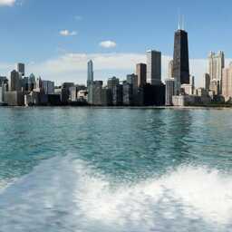 Chicago Skyline Wood Wall Clock Laser Cut Cherry Mdf - thumbnail 2