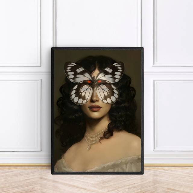Butterfly Lady Print, Maximalist Prints, Renaissance Art, Framed Or Unframed Print - image 1