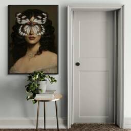 Butterfly Lady Print, Maximalist Prints, Renaissance Art, Framed Or Unframed Print - thumbnail 3