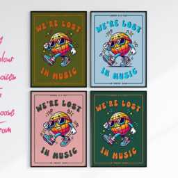 Lost in Music Poster Print Artwork, Music Lyrics Print, Pop Culture Modern Wall Art, Retro Styling Poster. Eclectic Decor Prints - thumbnail 2
