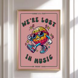 Lost in Music Poster Print Artwork, Music Lyrics Print, Pop Culture Modern Wall Art, Retro Styling Poster. Eclectic Decor Prints - thumbnail 1