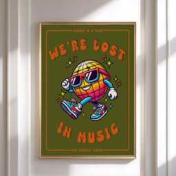 Lost in Music Poster Print Artwork, Music Lyrics Print, Pop Culture Modern Wall Art, Retro Styling Poster. Eclectic Decor Prints - thumbnail 3