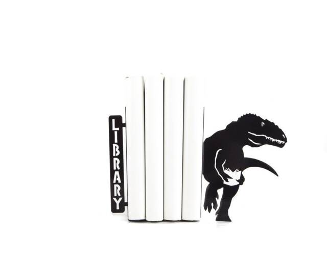 Dinosaur Bookends - Metal T-Rex Shelf Accents For Kids - image 1