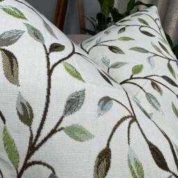 Green Leaf Trail Cushion Cover Voyage Cervino Fabric Classic Countryside Decor Beige Cream Background Double Sided Handmade in UK - thumbnail 2