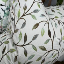 Green Leaf Trail Cushion Cover Voyage Cervino Fabric Classic Countryside Decor Beige Cream Background Double Sided Handmade in UK - thumbnail 3
