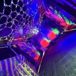 Uv Reactive Decor Bundle Pack, Geometric Stretchy Ceiling & Wall Canopy, Trippy Tapestry, Party Decor, Neon Party Gift For Dj - thumbnail 2