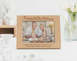 50Th Birthday Gift - Personalised Fiftieth Engraved Photo Frame - thumbnail 1