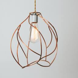 Industrial Copper Cage Pendant Light Handmade Sculptural Lighting - thumbnail 3