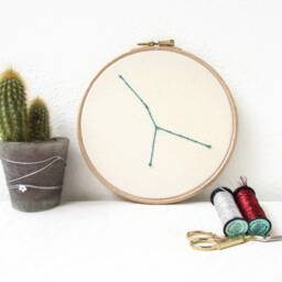 Cancer Star Sign Wall Art - Hand Embroidered Constellation Zodiac Hanging Gift For July Birthday Or Gift Cancer - thumbnail 3