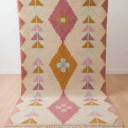 Handwoven Wool Tribal Rug - Pastel Boho Area Carpet, Nursery Decor - thumbnail 2
