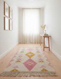 Handwoven Wool Tribal Rug - Pastel Boho Area Carpet, Nursery Decor - thumbnail 1