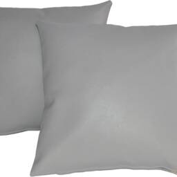"2 Light Grey Faux Leather Classic Cushion Covers 16"" 18"" 20" - thumbnail 2
