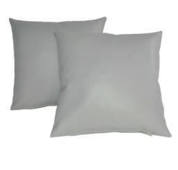 "2 Light Grey Faux Leather Classic Cushion Covers 16"" 18"" 20" - thumbnail 1