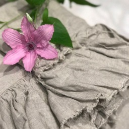 "Linen Pillowcase ""Sauvage' With Double Frayed Ruffle & Ties. Shabby Chic Bedding, 20x24"" 20x26" - thumbnail 4