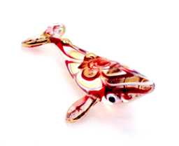 Hand Blown Glass Miniature Whale Sea Fish Little Animal Orange Red Gold Figurine Small Statue Tiny Decoration Collectible Craft Figure Deco