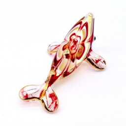 Hand Blown Glass Miniature Whale Sea Fish Little Animal Orange Red Gold Figurine Small Statue Tiny Decoration Collectible Craft Figure Deco - thumbnail 3