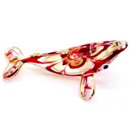 Hand Blown Glass Miniature Whale Sea Fish Little Animal Orange Red Gold Figurine Small Statue Tiny Decoration Collectible Craft Figure Deco - thumbnail 2
