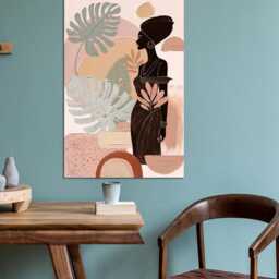 Boho African Woman Wall Art Minimalist Female Silhouette Canvas - thumbnail 3