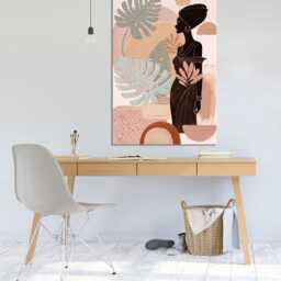 Boho African Woman Wall Art Minimalist Female Silhouette Canvas - thumbnail 2