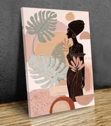 Boho African Woman Wall Art Minimalist Female Silhouette Canvas - thumbnail 1