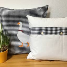 Country Style Pillowcase Cushion Cover Dark Blue/White 40x40cm - thumbnail 3