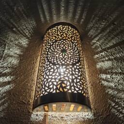 Set Of 2 Moroccan Brass Wall Sconce - Moorish Light Custom Size Bohemian Lamp - thumbnail 2