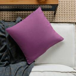 "Plain Warm Pink Linen Fabric Accent Cushion Cover Throw Pillow. 14""/16" - thumbnail 2