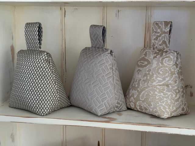 Stylish Contemporary Door Stops Jacquards & Textural Fabrics Soft Beige Silver Taupe Gold Greys - image 1
