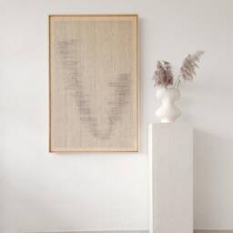 Framed Woven Wall Art - Minimalist Handwoven Decoration Elegant Wool Hanging Large Boho Tapestry Hand-Painted Huek - thumbnail 4