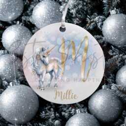 Personalised Kids Christmas Decoration - Granddaughter Gift Custom Bauble For Girls Stocking Filler Eve Box - thumbnail 1