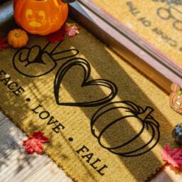 Peace Love & Fall Pumpkin Door Mat - Autumnal Home Decor Seasonal Porch Decorations For Your Entryway Halloween - thumbnail 2
