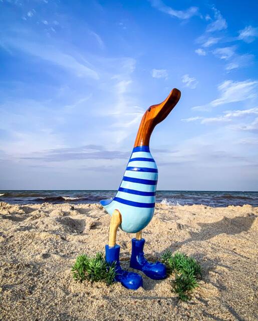 Running Natural With Blue Boots & Blue-Turquoise Striped Shirt About 25 cm High - image 1