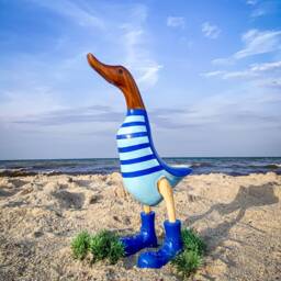 Running Natural With Blue Boots & Blue-Turquoise Striped Shirt About 25 cm High - thumbnail 2