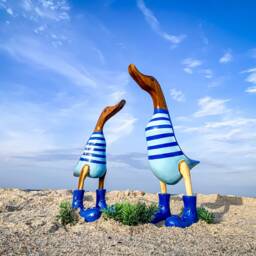 Running Natural With Blue Boots & Blue-Turquoise Striped Shirt About 25 cm High - thumbnail 3