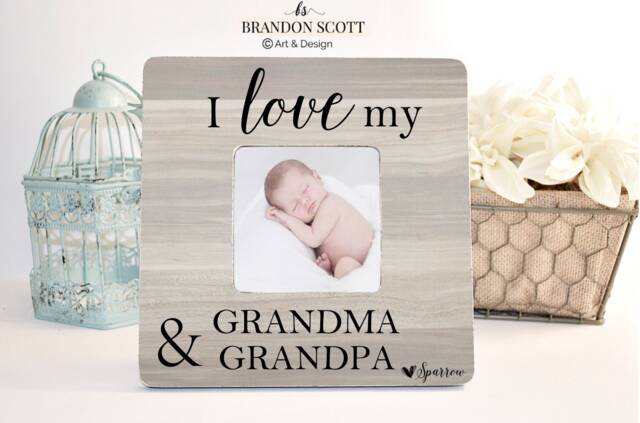Gift For Grandparents Photo Frame, Personalized For Grandparents, I Love My Grandma & Grandpa, Grandchildren Picture Frame - image 1