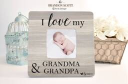 Gift For Grandparents Photo Frame, Personalized For Grandparents, I Love My Grandma & Grandpa, Grandchildren Picture Frame - thumbnail 1