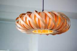 Venner Lamp Real Wood Canopy Ceiling Hanging Pendant Wooden Chandelier Ash Tree Orbit Natural Lampshade Danish Design - thumbnail 1