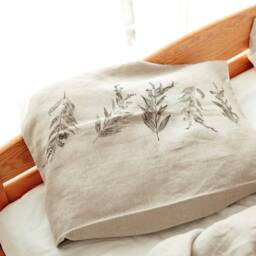 Hemp Pillow Case, Plant Printing, Handmade, Envelope Closure, Cover - thumbnail 2