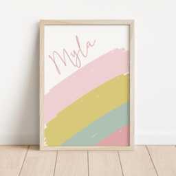 She Is Sunshine Print, Affirmation, Personalised Name, Girls Room Decor, Childrens Nursery, Pastel Wall Set Of 2 Prints - thumbnail 2
